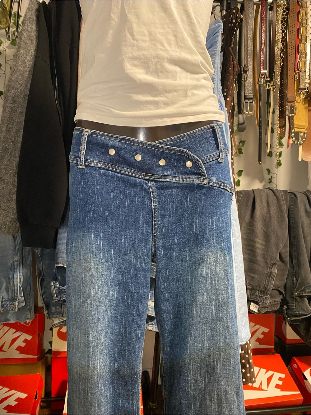 Y2K Gasoline Blue Asymmetrical Waist Jeans